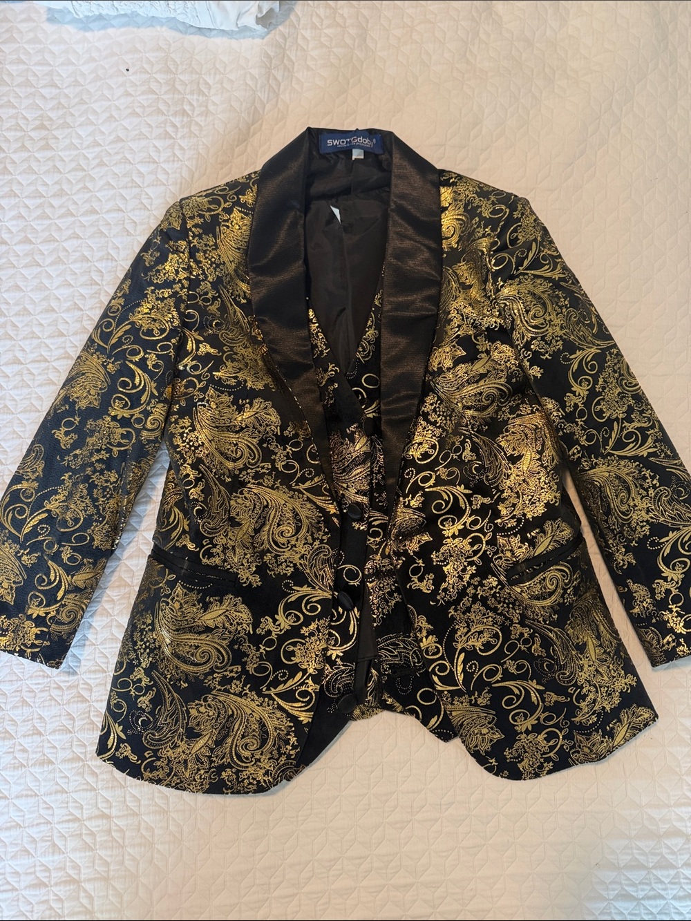 Black Velvet & Gold Tux Jacket + Vest